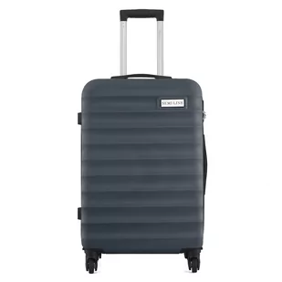Walizka z ABS-u w poziome paski 24" - granatowy Semi Line - Walizki - miniaturka - grafika 1