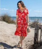 Sukienki - Czerwona, lejąca sukienka kopertowa Kobieta Atlas For Men - Kolor : Czerwony - Rozmiar : 36/38 - miniaturka - grafika 1