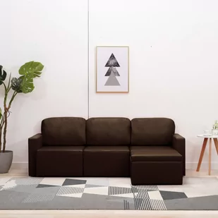 Vida 3-osobowa rozkładana sofa modułowa brązowa sztuczna skóra V-288796 - Narożniki - miniaturka - grafika 1