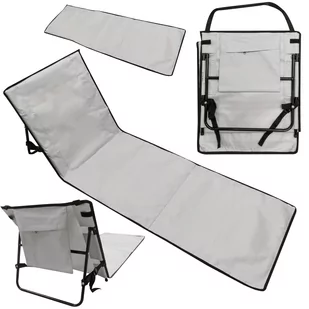 Mata plażowa z oparciem leżak składany szary - Leżaki ogrodowe - miniaturka - grafika 1