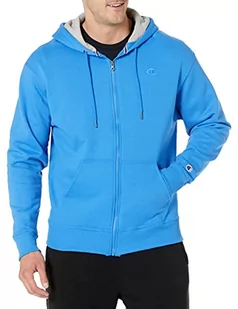 Champion Męska bluza z kapturem Powerblend Fleece Full Zip Hoodie C Logo C, Blue Jay-407d55, M, niebieski Jay-407d55 - Bluzy męskie - miniaturka - grafika 1