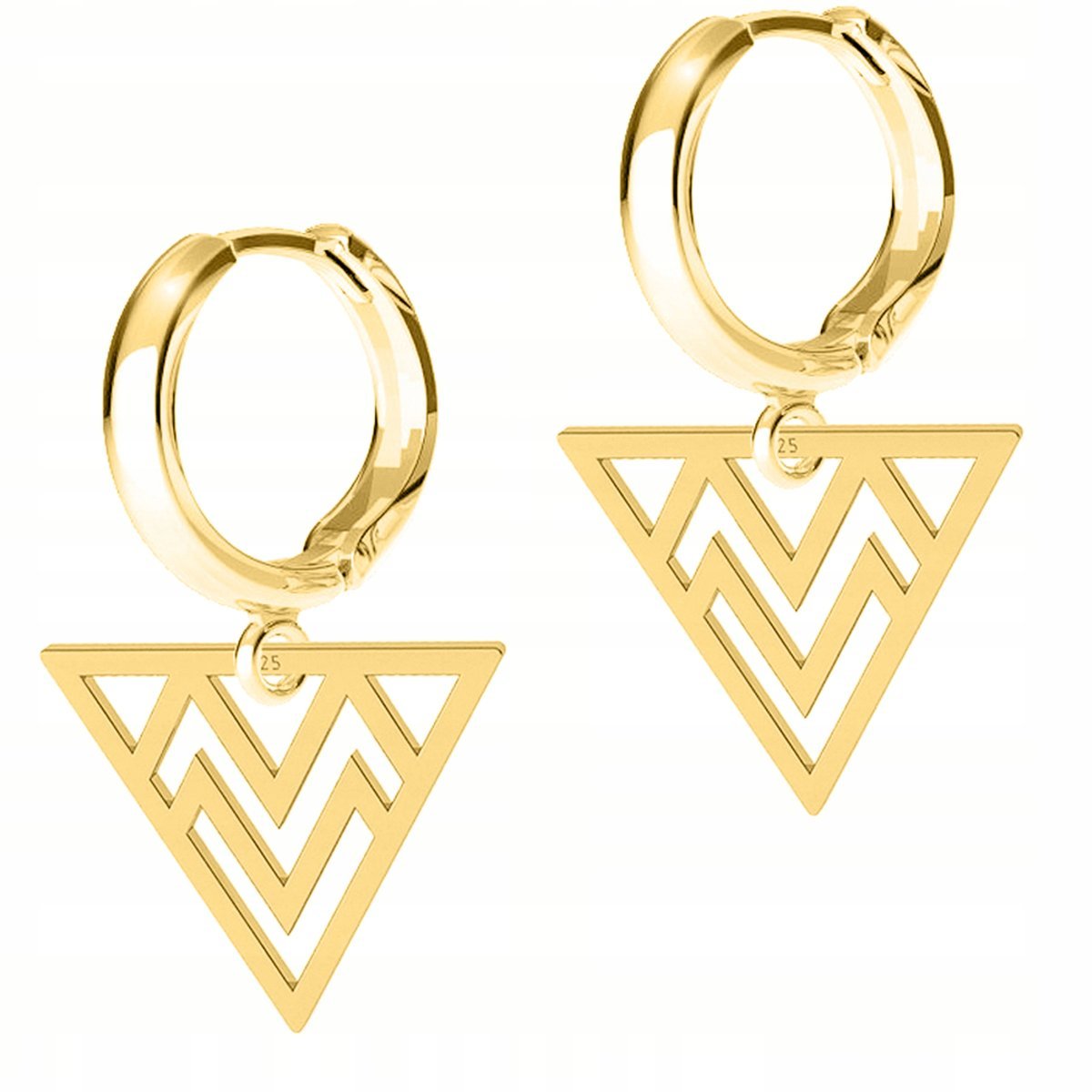 Złote Kolczyki Ażurowe Trójkąty Blaszka z Trójkątem Trójkąt SREBRO 925