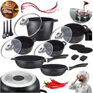 Zestawy garnków i patelni - MARMURKOWE ZESTAW GARNKÓW GAZ INDUKCJA Garnki DO ZAPIEKANIA PATELNIA 17el. - miniaturka - grafika 1