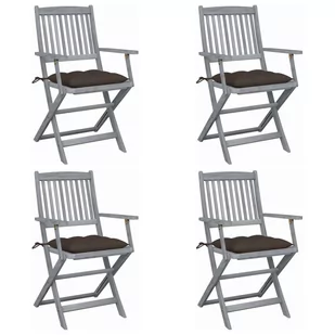 vidaXL Lumarko Składane krzesła ogrodowe, 4 szt., poduszki, drewno akacjowe 3064532 - Fotele i krzesła ogrodowe - miniaturka - grafika 1
