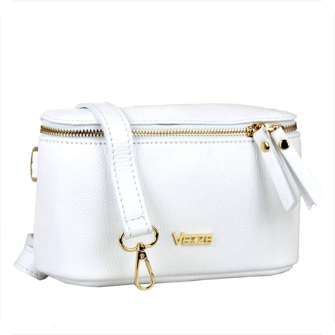Mała listonoszka damska ze skóry naturalnej biała VEZZE