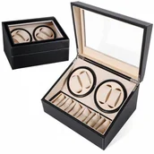 Pudełka i szkatułki - Rotomat na zegarek automatyczny, ekoskóra obszyta szkatułka gablotka PD103 - miniaturka - grafika 1