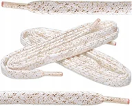 Akcesoria obuwnicze - G16-32 BIAŁE ZŁOTE SZNUROWADŁA PŁASKIE BROKATOWE SZNURÓWKI SZEROKIE 100 CM - miniaturka - grafika 1