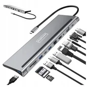 Stacje dokujące i replikatory portów - Stacja dokująca ZENWIRE BYL-2017 11w1 USB Typu C Pasywny - miniaturka - grafika 1