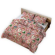 Pościel - Pościel bawełniana świąteczna 160x200 biała czerwona bombki - miniaturka - grafika 1