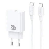 Ładowarki do telefonów - Ładowarka sieciowa Remax, RP-U5, USB-C, 20W (biała) + kabel Lightning - miniaturka - grafika 1