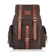 Plecaki - Plecak męski do pracy do szkoły brązowy vintage paolo peruzzi si-05-br - miniaturka - grafika 1