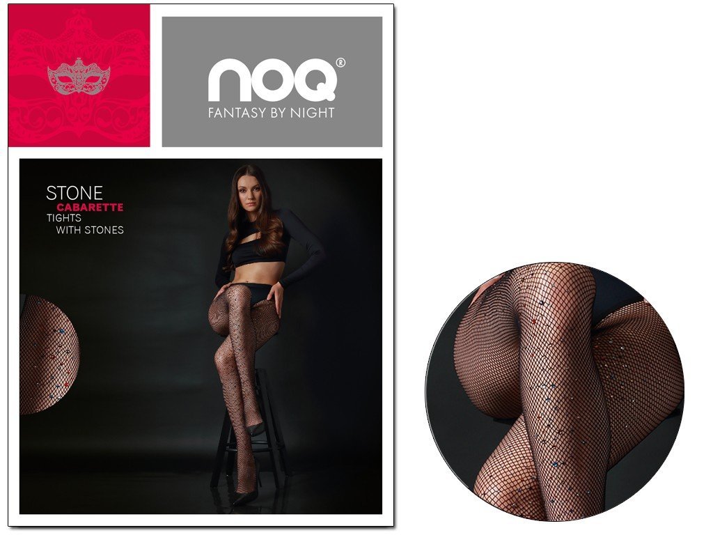 Rajstopy kabaretki z błyszczącymi kamyczkami Nero 4