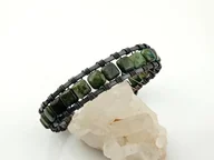 Bransolety męskie - Męska bransoleta miedziana z ryolitem lasu deszczowego, obwód 19 cm, regulowany, waga 24 gramy, rękodzieło - miniaturka - grafika 1