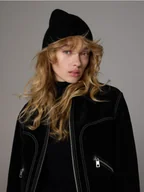 Czapki damskie - Reserved - Wełniana czapka z dodatkiem kaszmiru - czarny - miniaturka - grafika 1