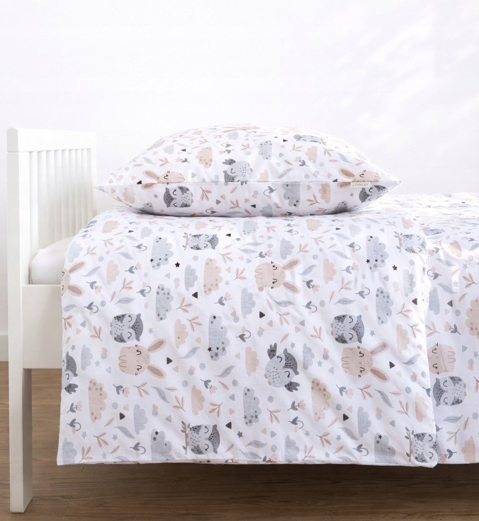 Pościel dziecięca 135x200 40x60 bawełna Zające i Sowy Loolay młodzieżowa