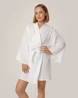 Szlafroki damskie - Kimono muślinowe białe - miniaturka - grafika 1