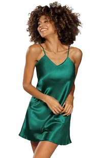 Satynowa zielona koszula nocna Karen DKaren - Koszule damskie - miniaturka - grafika 1
