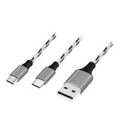 Kable USB - Kabel USB2.0 A/M do micro USB + USB-C, 1.2m - miniaturka - grafika 1