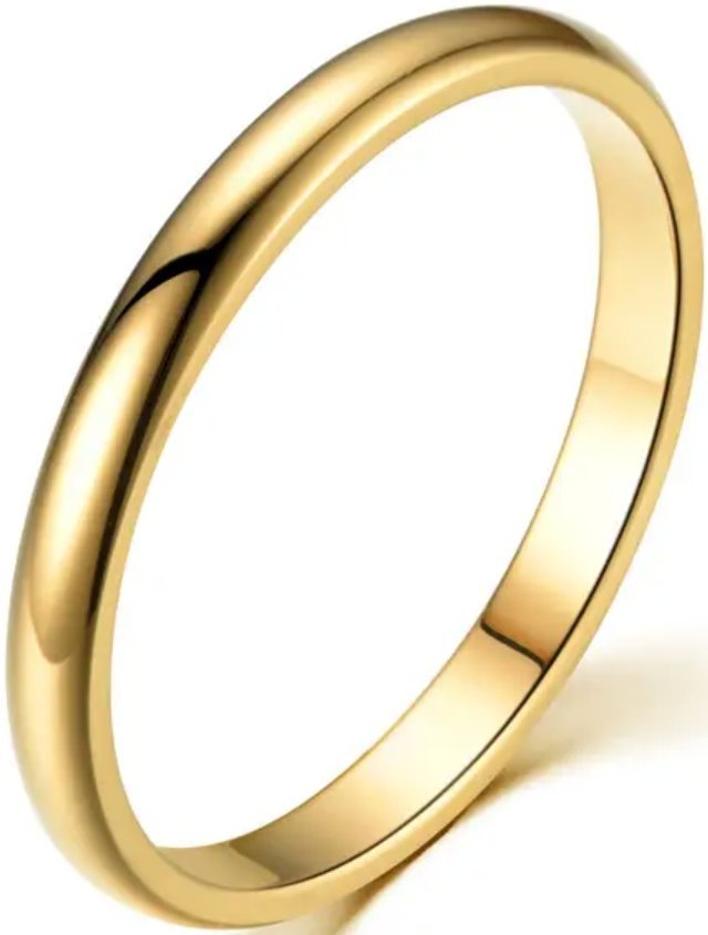 Złota Obrączka Elegancka Stylowa Minimalistyczna Pierścień Stal Szlachetna