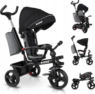 KIDIZ Rowerek trójkołowy 5w1 z drążkiem do pchania JASNOSZARY - Rowerki trójkołowe - miniaturka - grafika 1