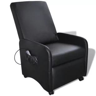 vidaXL Fotel do masażu z czarnej, sztucznej skóry - Fotele - miniaturka - grafika 1