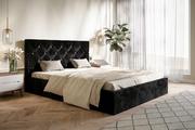 Łóżka - Łóżko tapicerowane podwójne z pojemnikiem GLAMOUR SLIM 120x200 - miniaturka - grafika 1