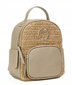 Plecaki - MONNARI Premium Collection Efektowny zgrabny plecak damski PLECIONKA Logo - miniaturka - grafika 1