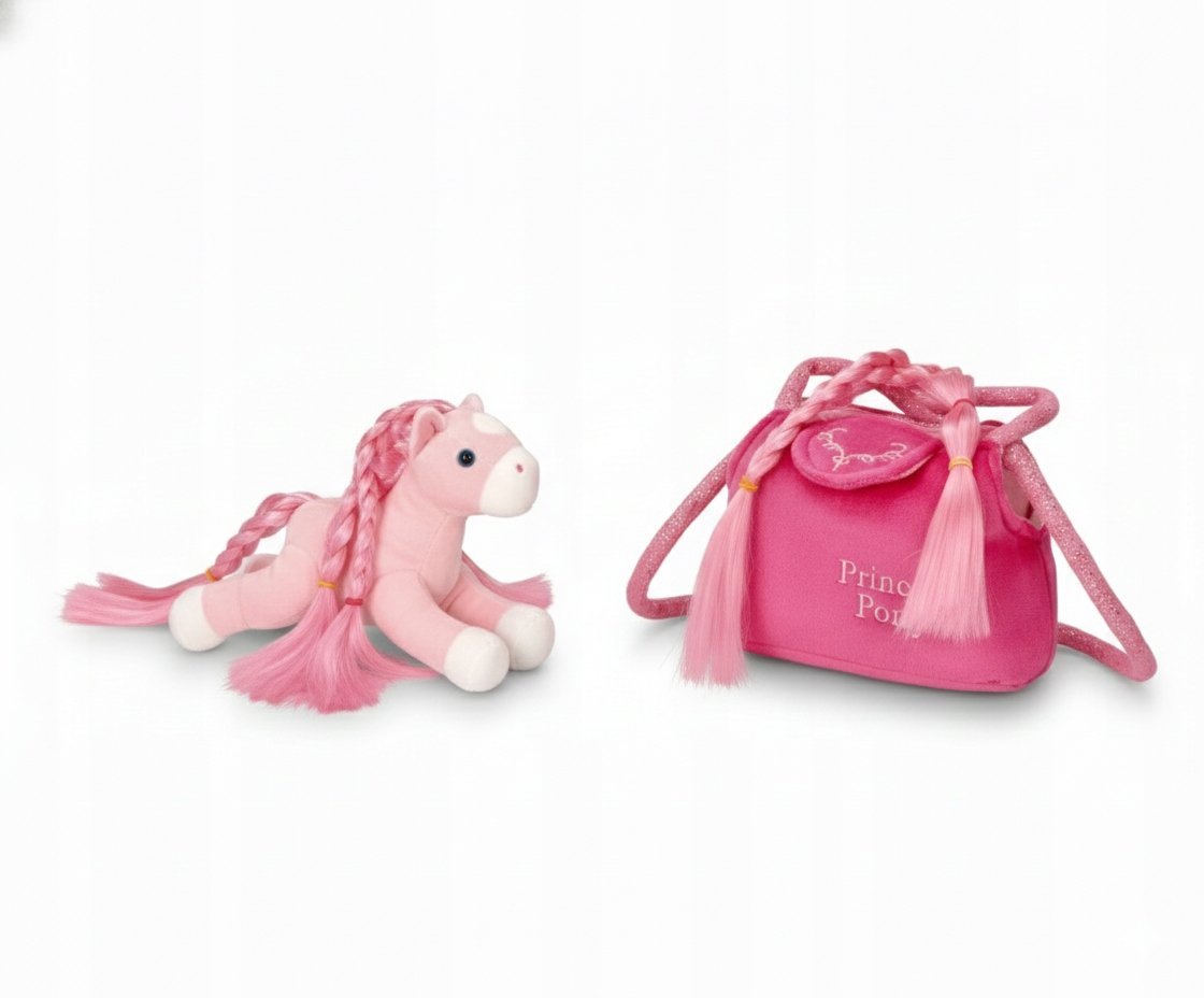 KONIK W TOREBCE MASKOTKA PLUSZOWA DLA DZIECI ZABAWKA 10M+ KOŃ DO CZESANIA