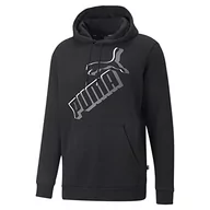 Bluzy męskie - PUMA Męska bluza z kapturem ESS+ Big Logo FL, czarny, M - miniaturka - grafika 1