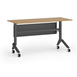 Mobilny stół PRIMO MOVE, 1400 x 600 mm, podstawa czarna, buk - Biurka - miniaturka - grafika 1