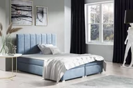 Łóżka - Łóżko kontynentalne pikowane Brando 140x200 Błękitne - miniaturka - grafika 1