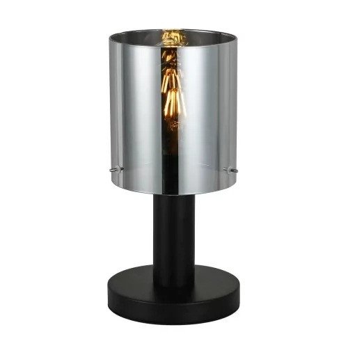 Italux Stołowa LAMPA stojąca SARDO TB-5581-1-BK+SG loftowa LAMPKA biurkowa szklana tuba skandynawska przydymiona czarna