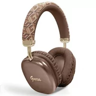 Słuchawki - Guess słuchawki nauszne Bluetooth GUBHK1GCTCSW brązowy/brown Gcube Metallic Script Logo - miniaturka - grafika 1