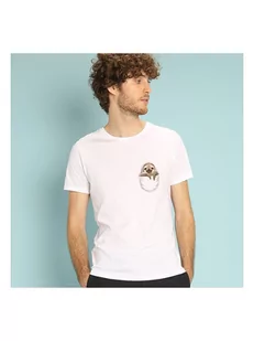 WOOOP Koszulka "Pocket Sloth" w kolorze białym - Koszulki męskie - miniaturka - grafika 1