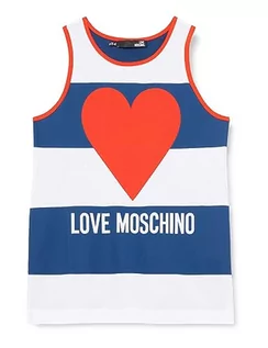Koszulki i topy damskie - Love Moschino Damski top o regularnym kroju, biało-niebieski, czerwony, 46, White Blue Red, 46 - grafika 1