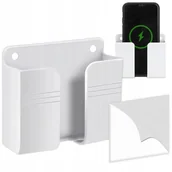 Uchwyty samochodowe do telefonów - UCHWYT ŚCIENNY DO ŁADOWANIA NA TELEFON PILOT PODSTAWKA PÓŁKA SAMOPRZYLEPNY - miniaturka - grafika 1