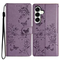 Portfele - Do Samsung Galaxy A17 Portfel Etui na telefon Motyl Kwiatowy nadruk Skórzana klapka z paskiem Fioletowy Purple - miniaturka - grafika 1