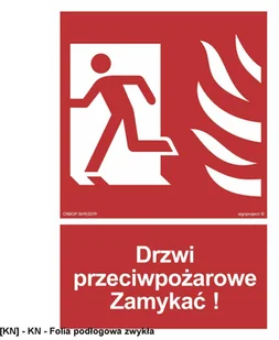 SIGNPROJECT BB011 - Drzwi przeciwpożarowe Zamykać! Kierunek drogi ewakuacyjnej w lewo 400x594 - Tablice BHP - miniaturka - grafika 1