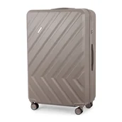 Walizki - Walizka średnia podróżna M kawowa beżowa bagaż 24" ABS twarda na kółkach lekka - miniaturka - grafika 1