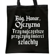 Torby i wózki na zakupy - Torba bawełniana czarna na zakupy 1670 Bóg Honor Ojczyzna - miniaturka - grafika 1