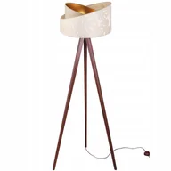 Lampy stojące - Lampa podłogowa stojąca Werona trójnóg drewno brąz 1xE27 abażur tkanina okrągła beżowy/kremowy Light Home LH - miniaturka - grafika 1