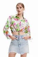 Koszulki i topy damskie - Desigual Damska koszulka, biały, S - miniaturka - grafika 1