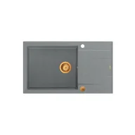 Zlewozmywaki - QUADRON Zlewozmywak EVAN 136 XL szary, elementy miedziane, k.pneum. HCQE58650U5_PVDC1_P2O- - miniaturka - grafika 1