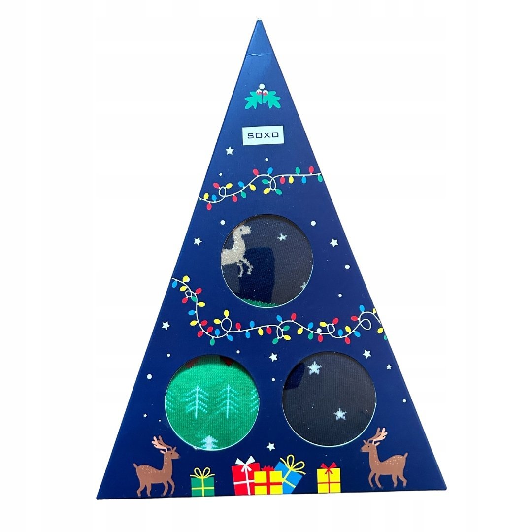 Świąteczne skarpetki 3 pary SOXO 41-46 (w ozdobnym opakowaniu)