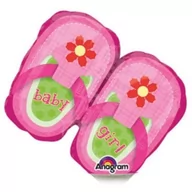 Baby shower i roczek - Amscan Balon foliowy "Buciki Baby Girl", różowe, 10" SHP 2886802 - miniaturka - grafika 1