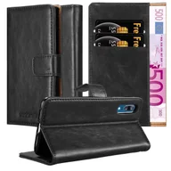 Etui i futerały do telefonów - Etui Cadorabo do Huawei P20 w kolorze GRAPHITE BLACK Etui na telefon komórkowy z magnetycznym zamknięciem, funkcją podstawki i miejscem na kartę Etui Etui ochronne Etui z klapką w stylu książki - miniaturka - grafika 1