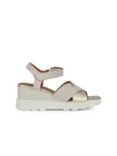 Sandały damskie - Geox Skórzane sandały "Spherica EC6" w kolorze biało-srebrnym na koturnie - miniaturka - grafika 1