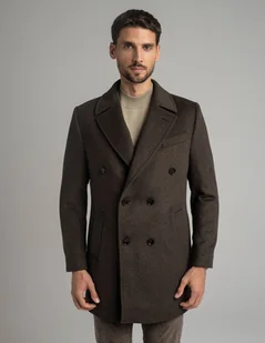 Płaszcz dwurzędowy sortino brązowy (br2) - Płaszcze męskie - miniaturka - grafika 1