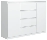 Komody - Duża Pojemna Komoda 2 Drzwi 4 Szuflady 120cm Biała - miniaturka - grafika 1