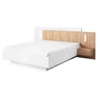 Łóżka - Łóżko z szafkami nocnymi (B) 3D biały 160x200 / dąb craft złoty - miniaturka - grafika 1